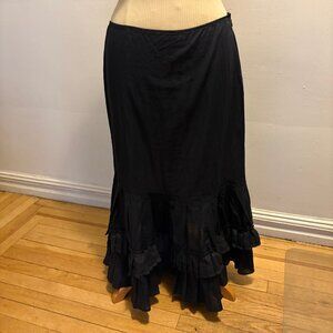 MAX &Co navy cotton lawn tiered and pleated maxi skirt NWOT